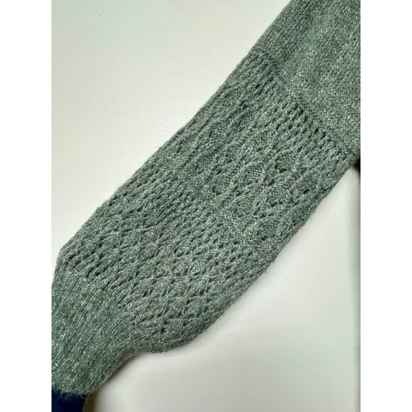 OLD NAVY Wool Blend Boat-Neck Heathered Pointelle-Knit Sweater, Olive, Sz 2X - Picture 5 of 9